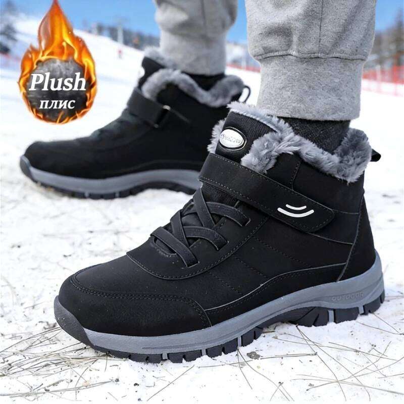 Snow for Men Casual Winter Shoes Platform Non-slip Warm Fur Ankle Plush Combat Outdoor Hiking Motorcycle Boots 2025