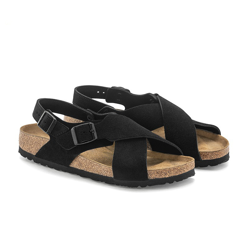 TEEMAZZI Cross strap leather and cork soled designer sandals 2026 hot casual and fashionable slippers for men and women