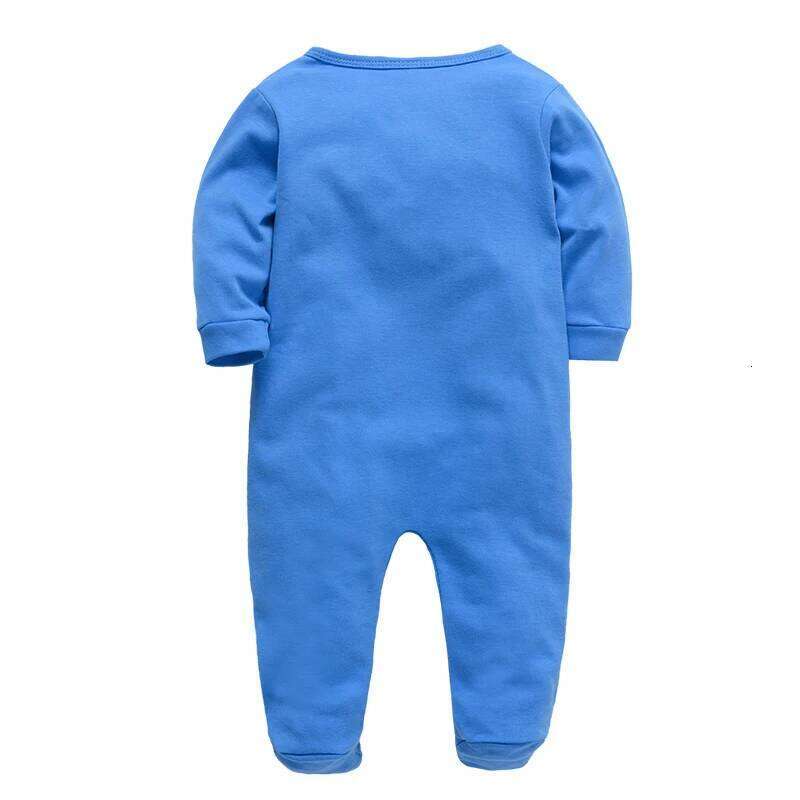 Spring Baby Boys Clothing Blue Bear Printing Kids Rompers Knit Cotton Newborn Overalls Pajamas 26Y0224