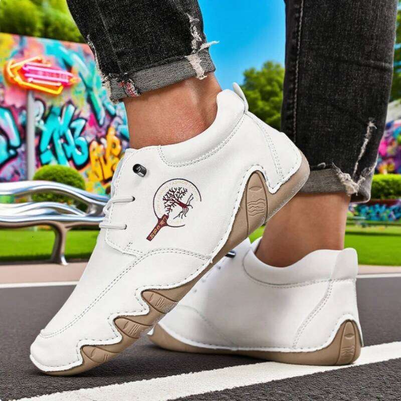 Casual Loafers Fashion Creativity Handmade Leather Luxury Bare Boots Comfortable Versatile Anti Slip High Top Men's Shoes
