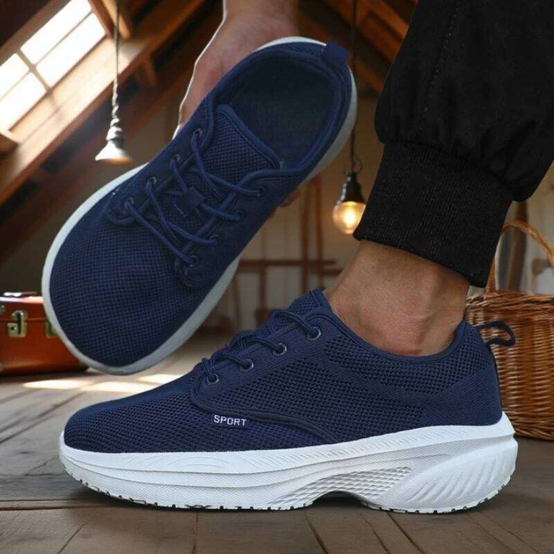 Wide Toe Thick Men's Shoe Breathable Mesh Comfortable Barefoot 2025 New Outdoor Camping Soft Soled Running Shoes