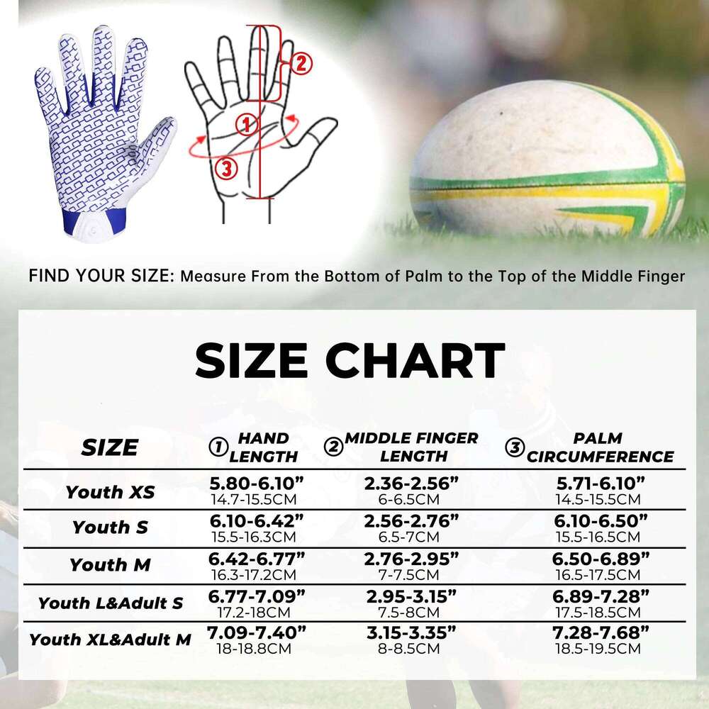 HANDLANDY Youth American Boys, Sticky Wide Receiver for Kids, Rugby Football Gloves 26H0224