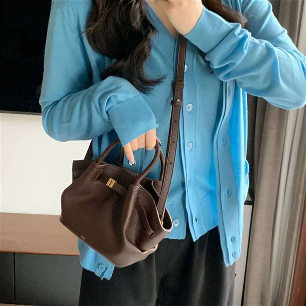 2025New Women's Canvas Brown Crossbody Shoulder Mini Vegan Tote Handbag Dumpling Bag High Quality Leather Z260224