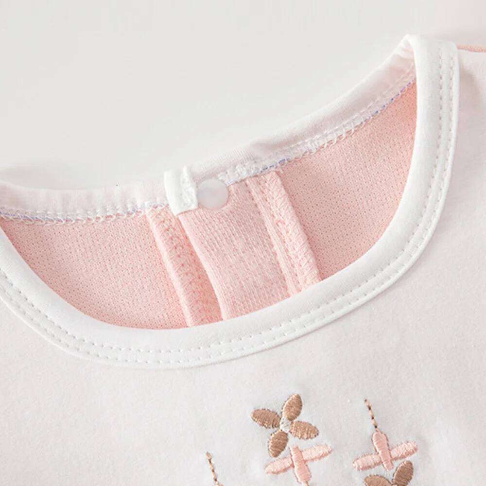 Valentine Rompers Long Sleeve Flower Embrodiery Spring Baby Girl Clothing Cotton 1st Birthday Pink Infant Jumpsuit 26H0224