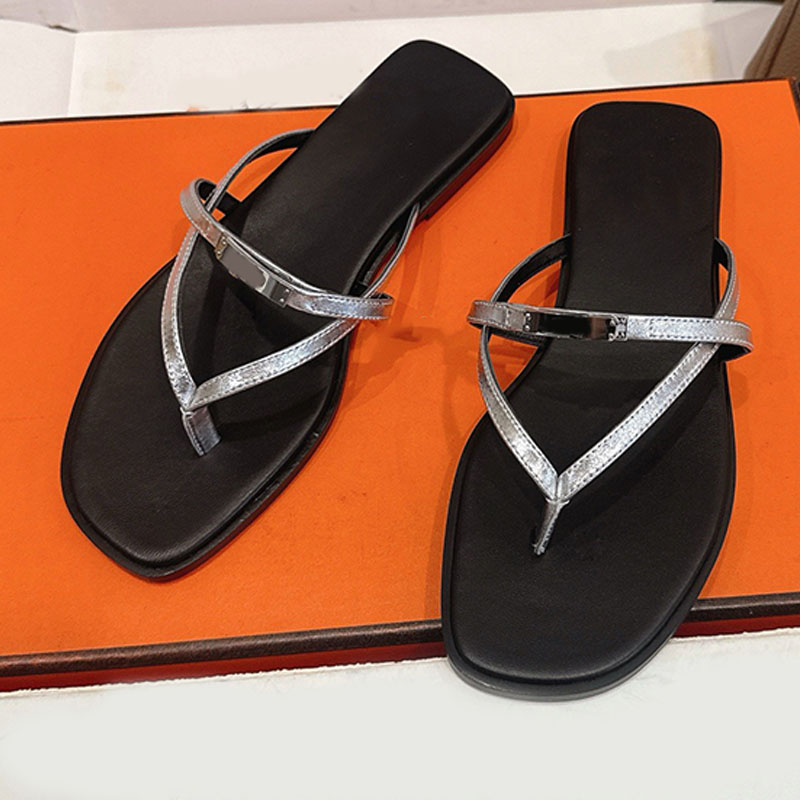 New Color Miss sandal Luxury Quality metallic finish womens goatskin Sandal Metallic Iconic buckle mini version interlaced silhouette beach sandals