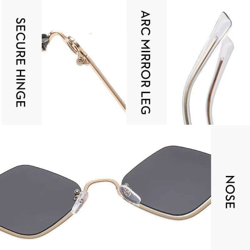 Fashion Small Polygonal Sunglasses Women Brand Metal Half Frame Glasses Ladies Hipster Sexy Cat Eye Shades Vintage 26W0224