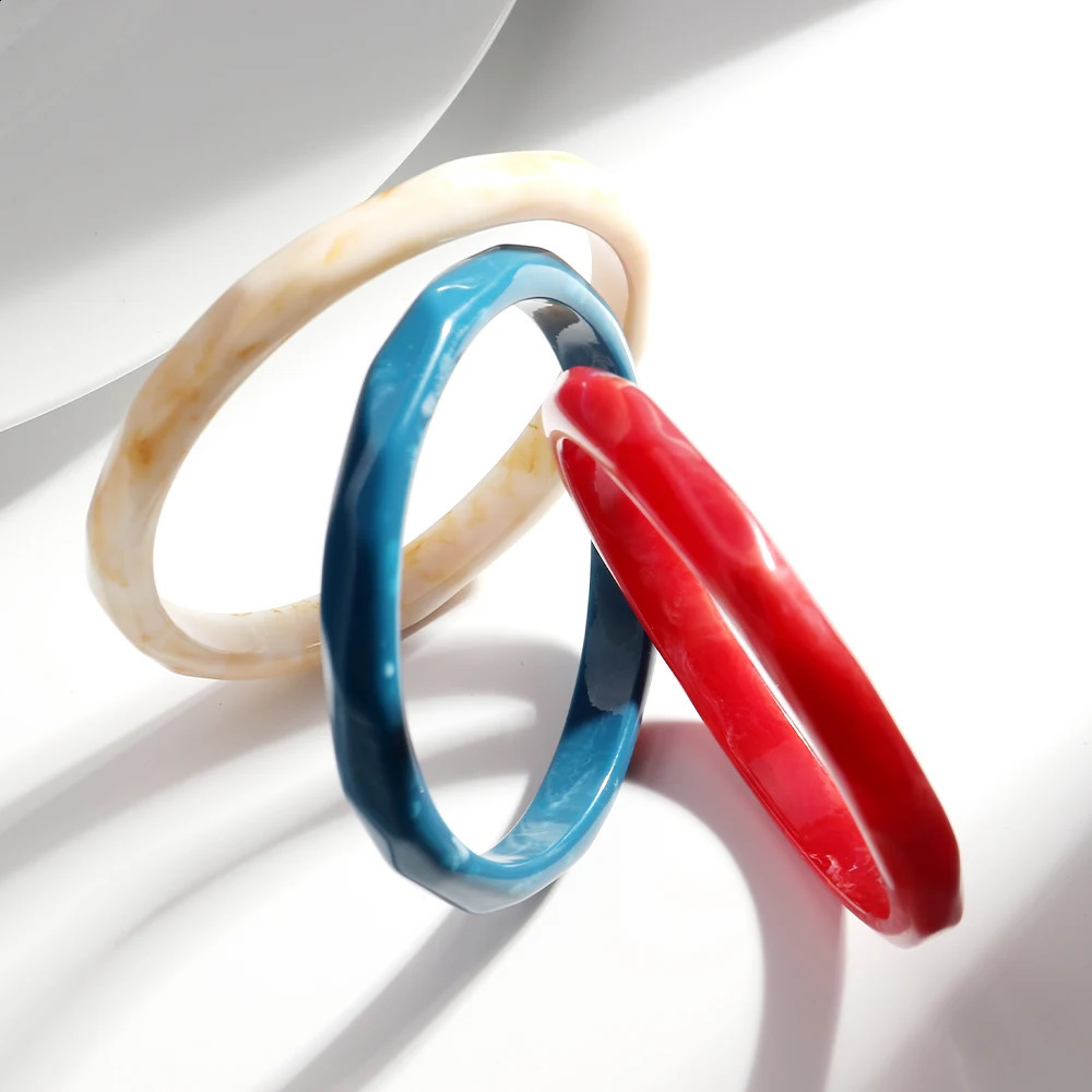 Bohemia Acrylic Cross-Section Geometric Thin Cuff Bangle for Women Boho Resin Irregular Bracelet 2025 Jewelry 260120