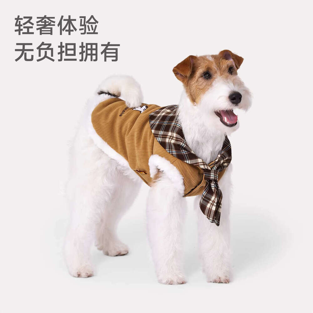 Famous brand Hoopet Pet Plaid Collar Corduroy for Cats Small Dogs Autumn and Winter Outdoor Warm Dog Vest Clothing pupakaIK