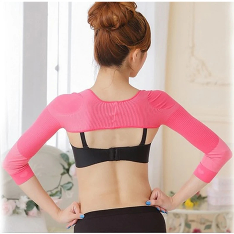 Women Pink Anti Cellulite Slimming Arm Compression Sleeves Wrap Lady Shoulder Slim Shaper 260129