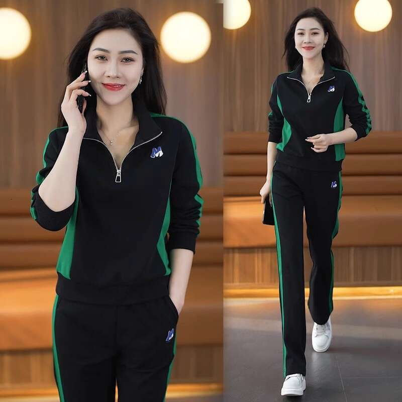 Fashion Sportswear Set with Hoodie Wide Leg Pants Two Piece Women's Clothing Brand Tailored Autumn Collection Sve Zipper