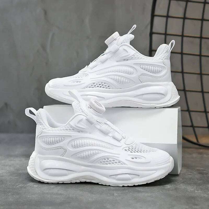 Kids Sneakers White Mesh Breathable Summer Comfortable Lightweight Casual Running 2025 Trendy Tennis Shoes for Children 26W0224