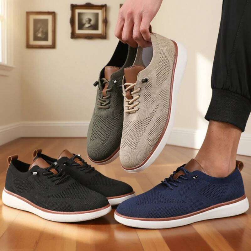 Men's Lightweight Knitted High-quality Design Breathable Mesh Cool Flat Sneakers Excellent Daily Wear Hiking Shoes Men