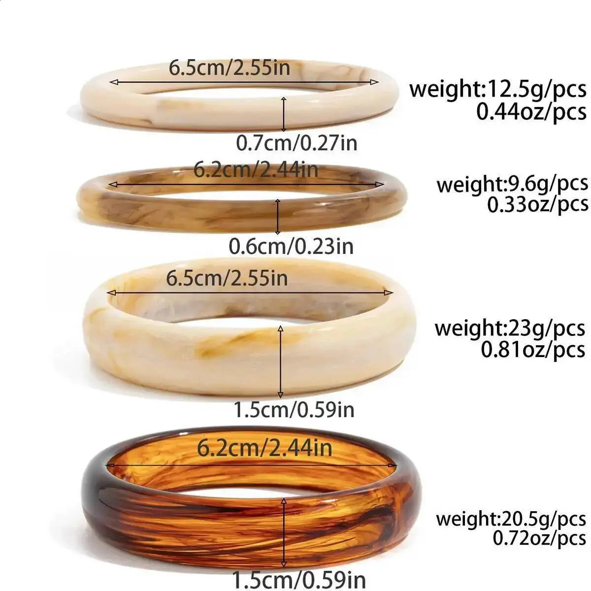 Ingemark Boho Y2K Round Resin Acrylic Bangles for Women Trend Vintage Geometric Wide Bracelets Party Jewelry Accessories 260120