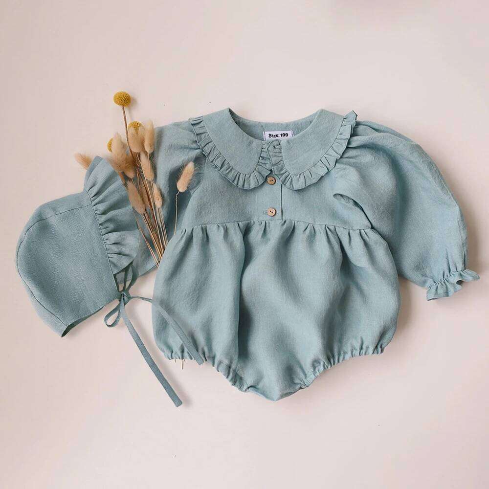 2Pcs Spring Clothes With Hat 0-2Y Infant Romper Toddler Long Sleeve Newborn Baby Girls Jumpsuit 26H0224