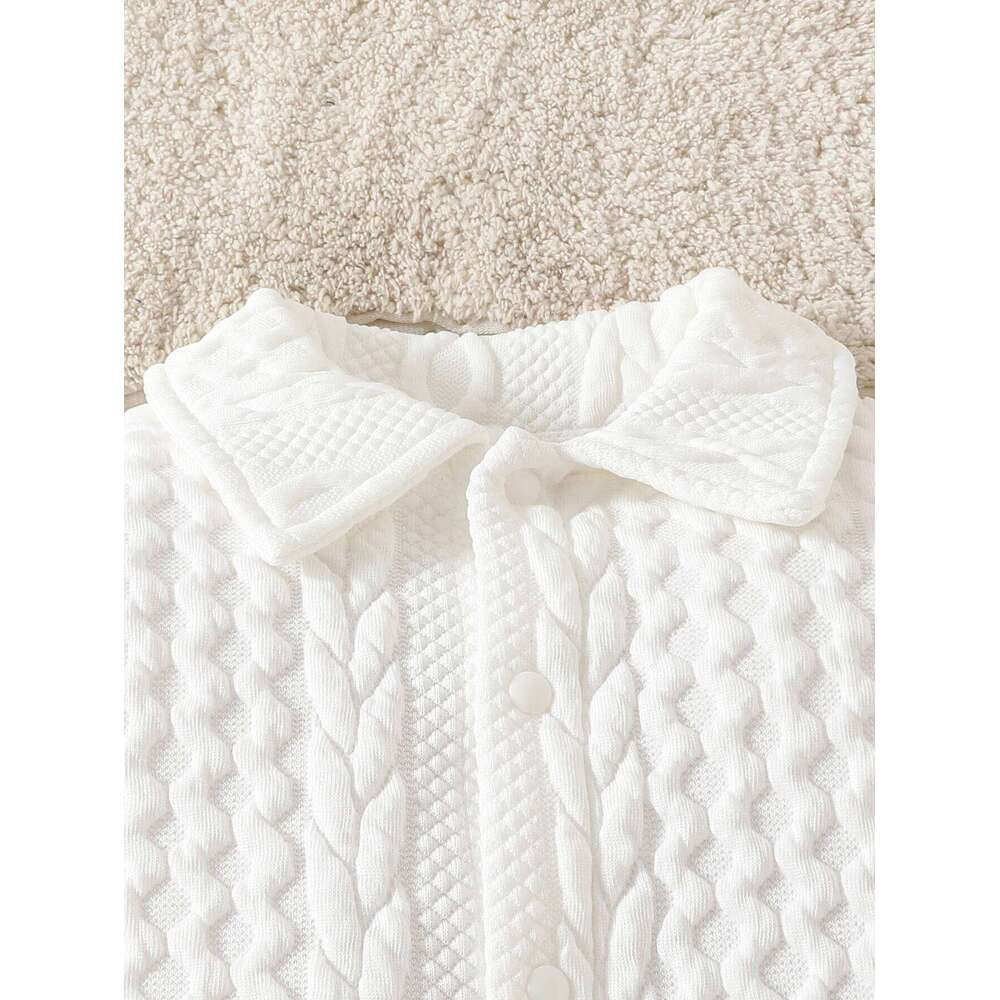 Adorable baby boy long-sleeve textured onesie with hood, ultra-soft for spring, autumn, and winter 26H0224