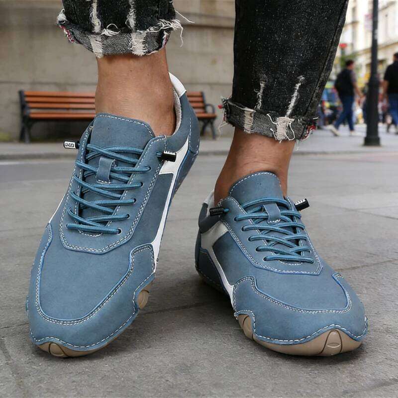 New Men's Flat Casual Handmade PU Leather Comfortable Loafers Outdoor Retro Anti Slip Workwear Shoes Men Zapatillas Hombre