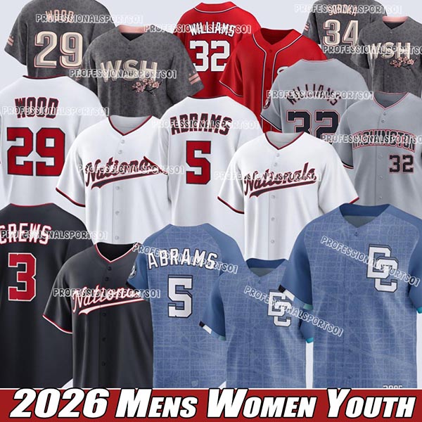 washingtons city Custom Baseball Jerseys nationals Jersey #5 CJ Abrams MacKenzie Gore James Wood Patrick Corbin Dylan Crews Jersey 2026