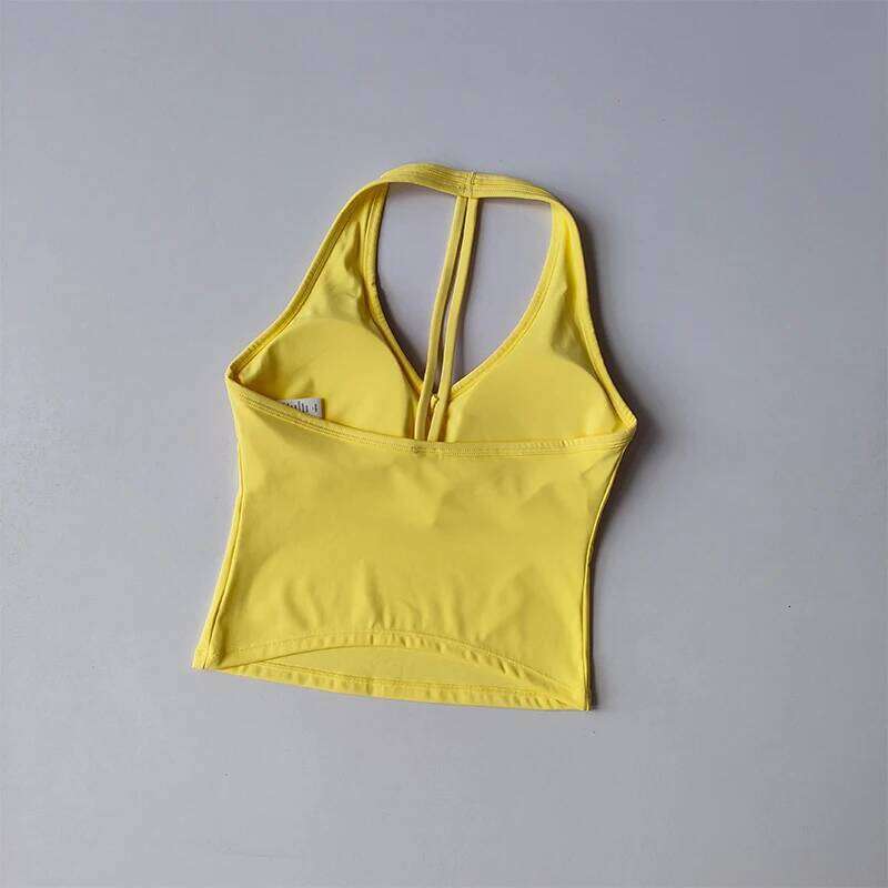 Sports Underwear V-neck Summer Neck Halter Beautiful Yoga Suit Vest Gathering Outside Wearing Running Gym Fitness Bra 26Y0224