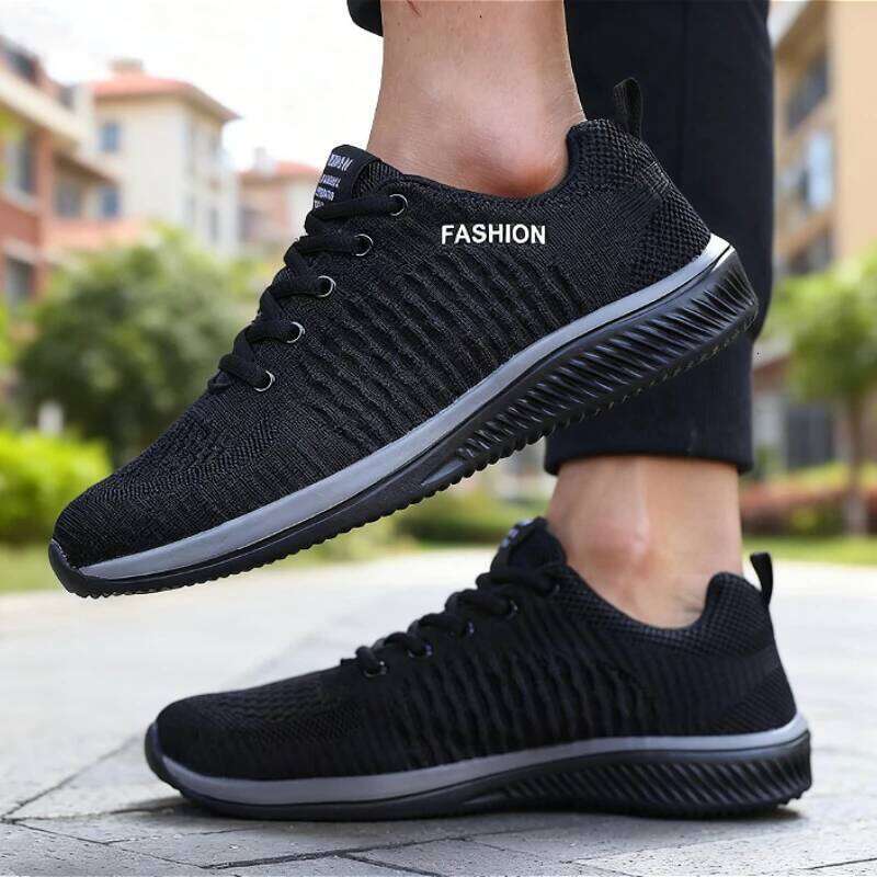 Walking Knit Fashion Casual Men Sneakers Solid Color Minimalist Breathable Athletic Lightweight Running Shoes