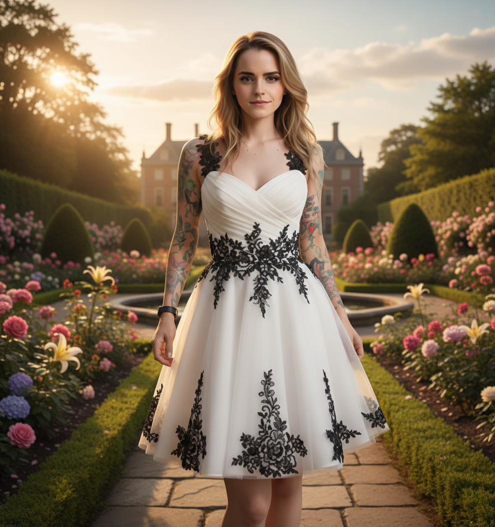 Black And White Short Civil Wedding Dresses A-Line Straps Vintage Bridal Gowns Lace Appliques Lace-Up Pleats Simple Garden bride Dress Customized