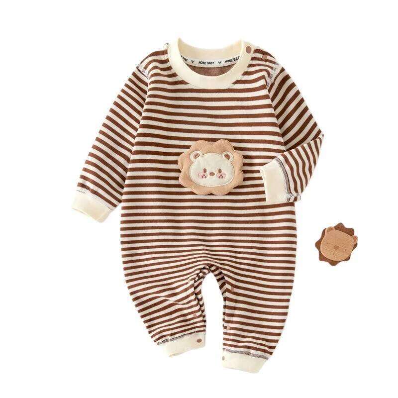 Unisex Baby Warm Romper for Autumn Winter Infant Cute Long-Sleeve Jumpsuit Boys & Girls Outdoor Comfortable Bodysuit 26H0224