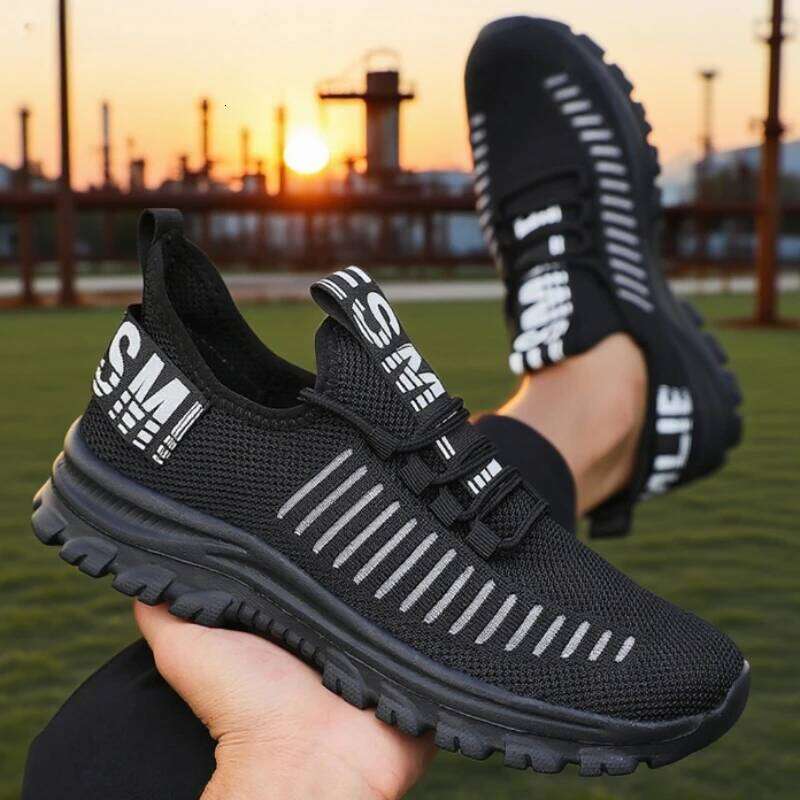 Men's Light Mesh Running Shoes Breathable Knit Lightweight White Sole Daily Wear Leisure Time High Quality Performance Sneakers