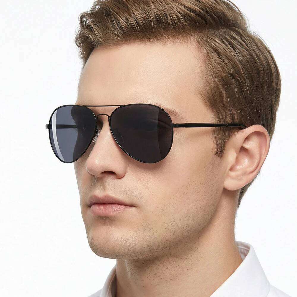 Classic Big Pilot Polarized Sunglasses Men Luxury Metal Black Aviation Sun Glasses Male Fashion Driving Vacation Shades UV400 26W0224