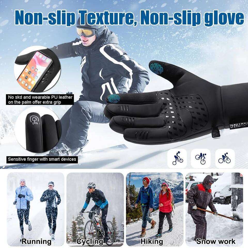 GOBYGO Waterproof Silicone Anti-Slip Cycling Touch Screen Warmth Fleece-Lined Thickened Outdoor Fishing Gloves 26H0224
