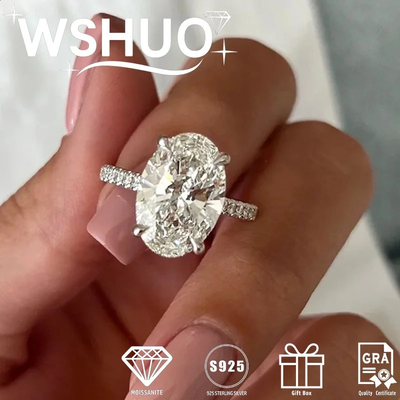 Ring 100 Real 925 Sterling Silver Diamond Party Wedding Band Rings for Women Bridal Engagement Jewelry GRA Certified 260124