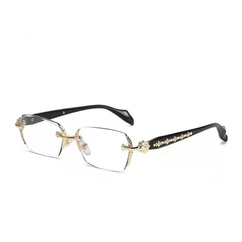 Luxury Brand Designer Sunglass High Intelligence Pure Desire Frameless Glasses Metal Bare Face Women Versatile Personality Myopia Glasses Frame Europe