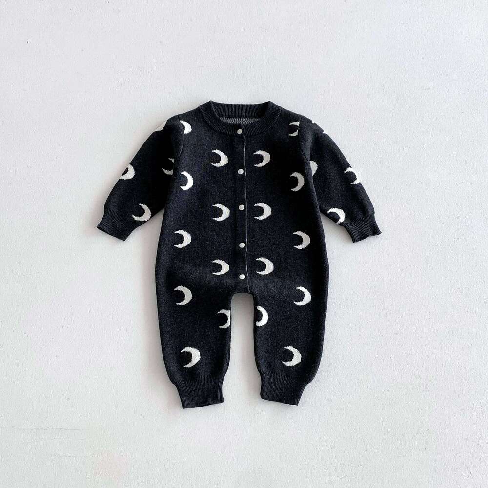 Baby autumn moon-knitted long-sleeved jumpsuits, newborn baby sweaters, crawling suits 26H0224