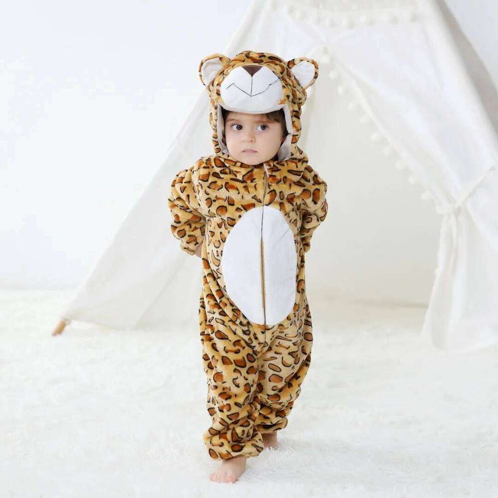 New Baby Unisex Romper Kigurumi Infant Cute Leopard Tiger Rabbit Animal Jumpsuits Newborn Pajamas For Kids Boys 26Y0224