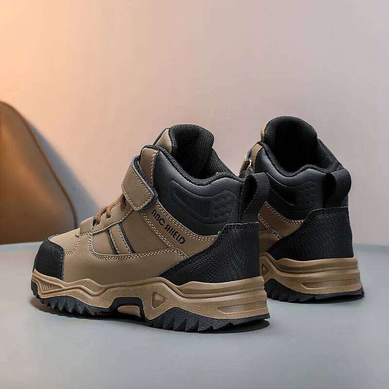 Children's Casual Sneakers Outdoor Sports Kids Hiking Leather Waterproof Climbing Boys/Girls Non-slip Trekking Shoes 26W0224