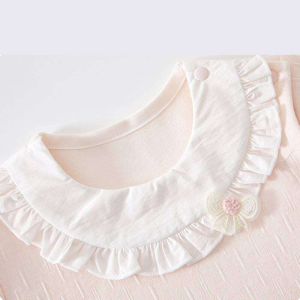 Boutique Girl Clothes Christmas Infant Romper Long Sleeve Ruffles Pink Flower Decoration Baby Jumpsuit 26H0224