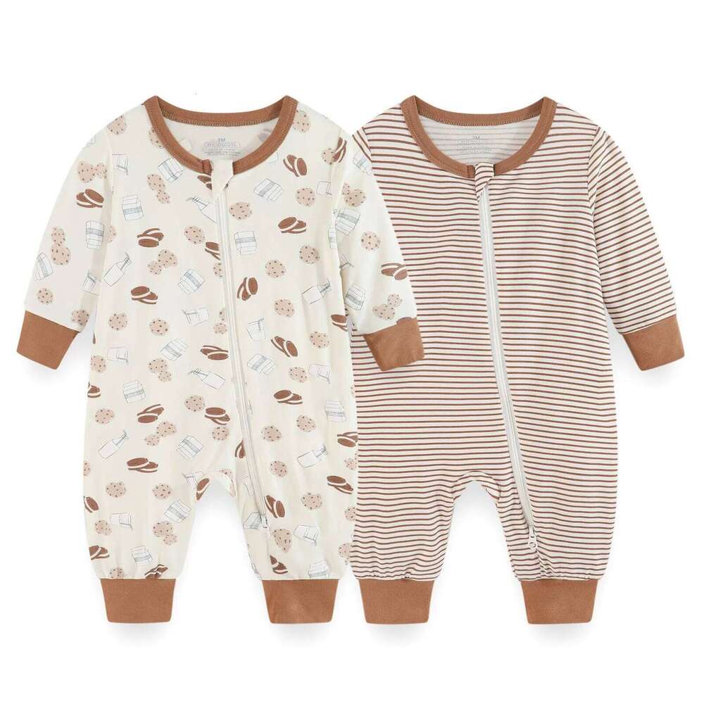 2/3Pieces Unisex Rompers 2-Way Zipper New Born Girl Sets Autumn 0-24M Cotton Baby Boy Clothes Spring 26Y0224
