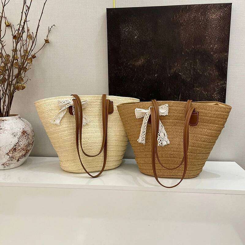 Beach Bag for Travel Large Capacity Woven Tote Vacation Simple and Versatile Design Women Shopper Shoulder Bags Z260224