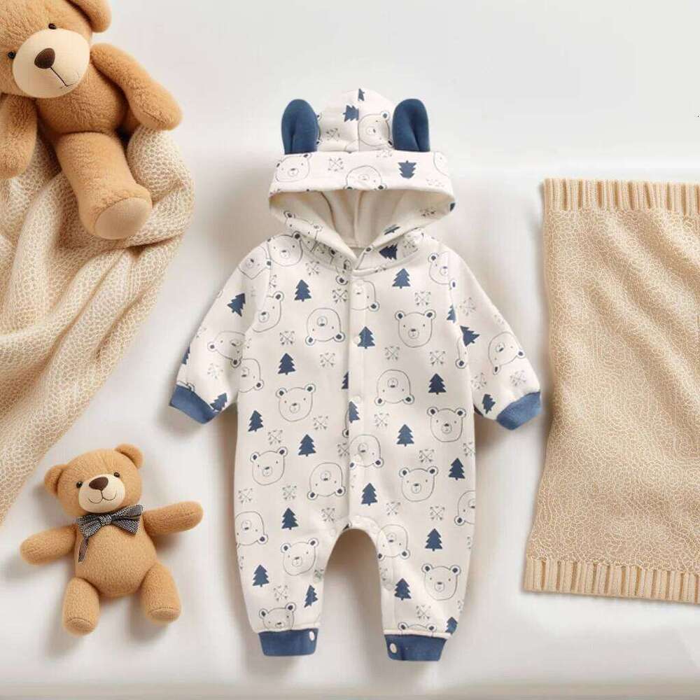 Sanlutoz Printing Winter Baby Boys Long Sleeve Rompers Cotton Toddler Clothing Jumpsuits 26H0224