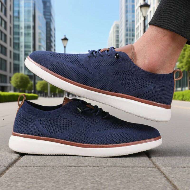 Men's Sneakers Knitted Mesh Fashionable Flat Trendy Breathable Multifunctional Street Casual Versatile Shoes