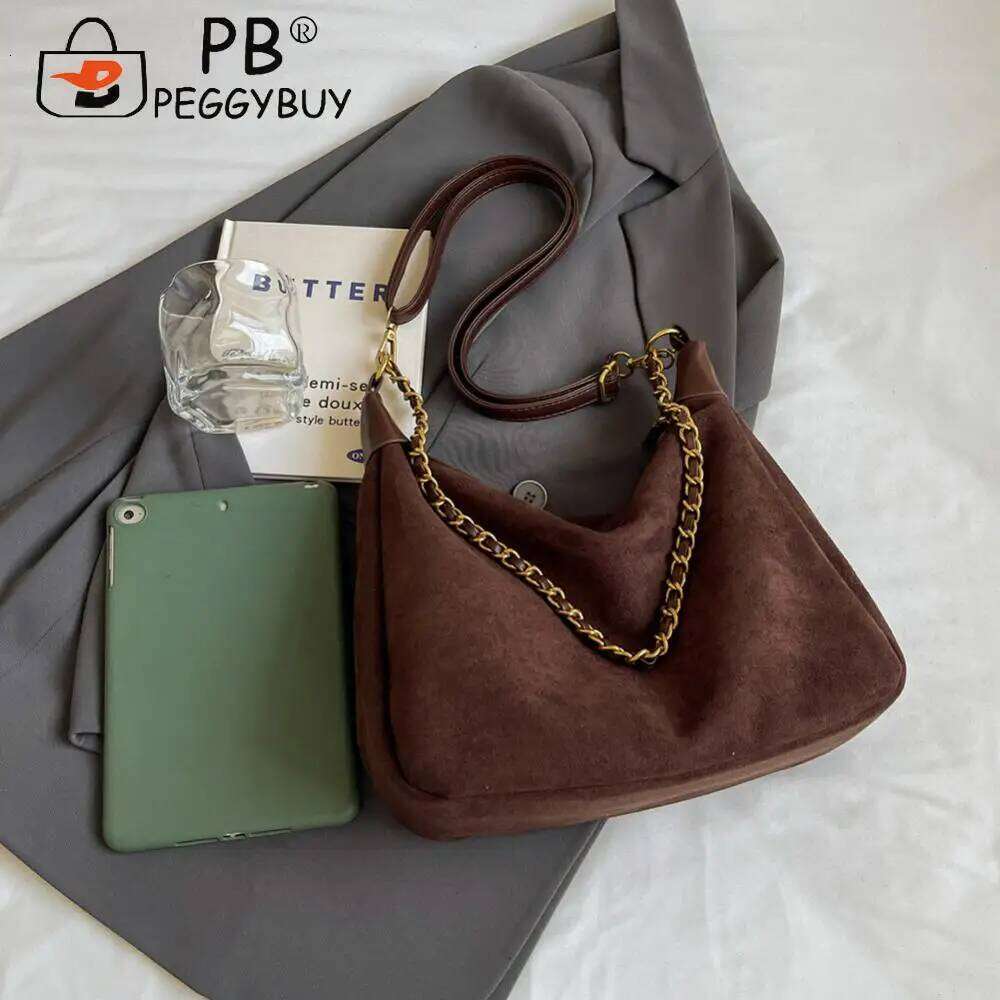Women Suede Shoulder Adjustable Strap Crossbody with Inner Pocket Underarm Trendy Handbag Work Travel Bag Z260224