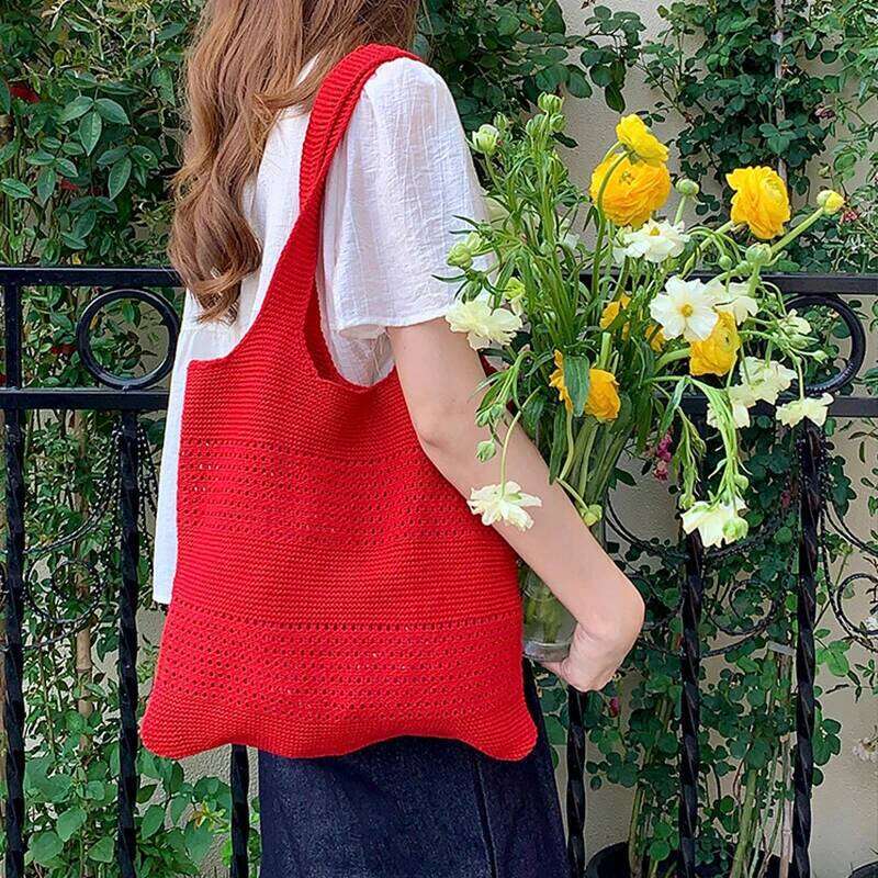 Summer New Simple Style Mesh Handbag Shopping Beach Knit Shoulder Bag Women's Hollow Out Large Capacity Totes Z260224