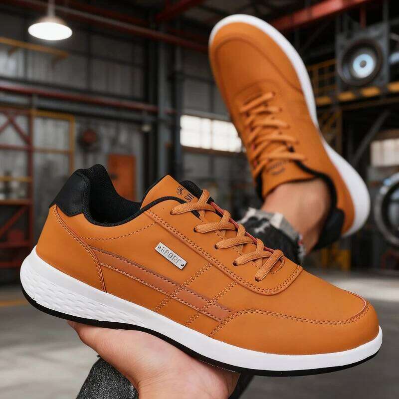 Artificial Leather Lace Up Trend Casual Footwear Breath Non-slip Leisure Male Sneakers Men Vulcanized Shoes