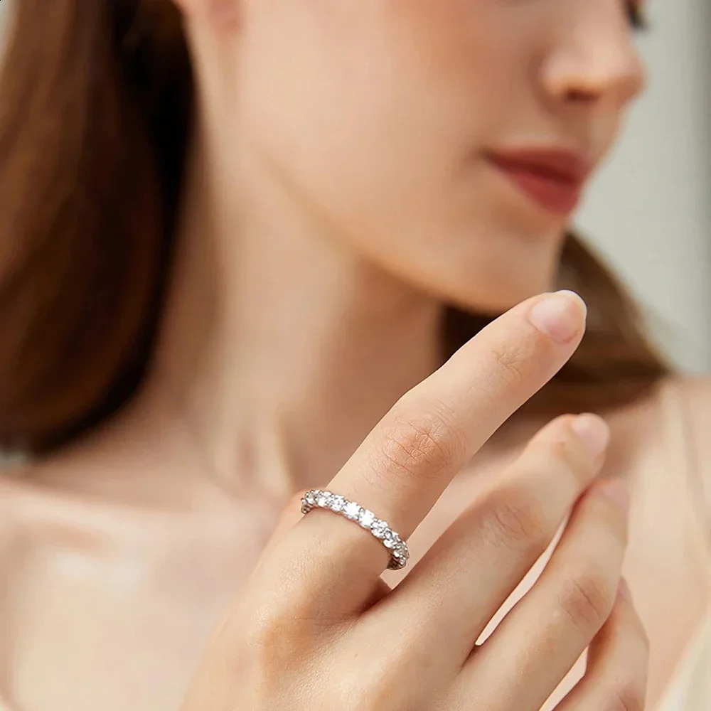 FEOBUR 2/3/4/5mm Ring 18k White Gold Plated S925 Silver Diamond Engagement Rings for Women Men Wedding Band 260124