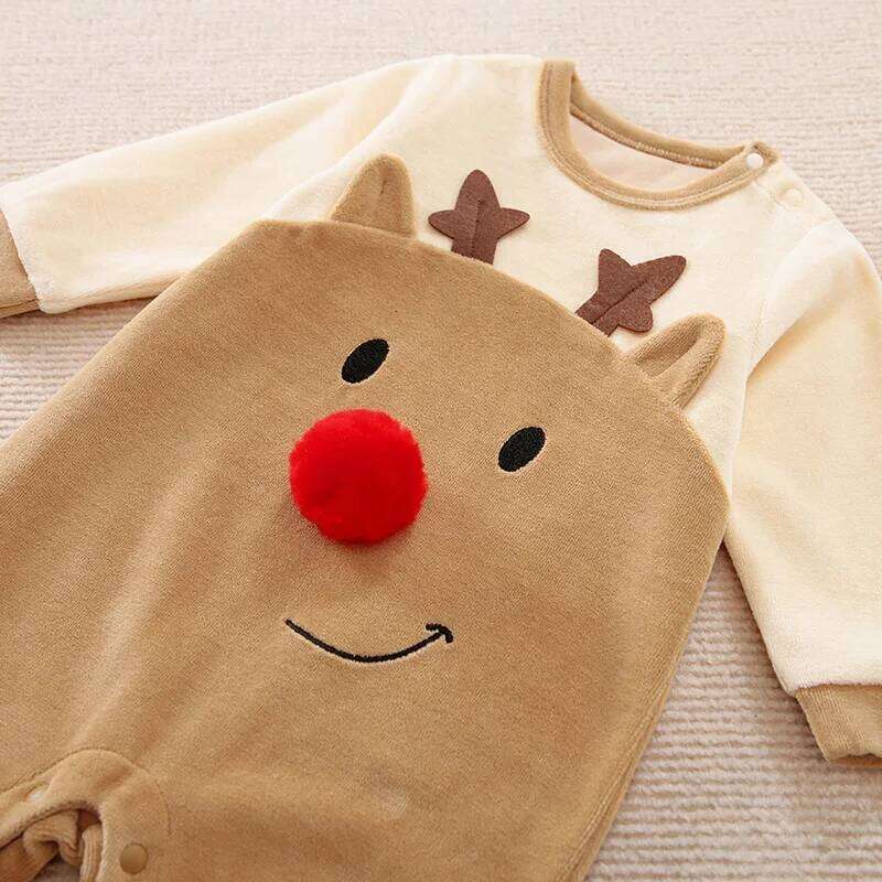 Christmas Cute 3d Elk Newborn Clothes Comfortable Soft 0-18 Boys Girls Spring And Autumn Long Sleeve Baby Jumpsuit 26H0224