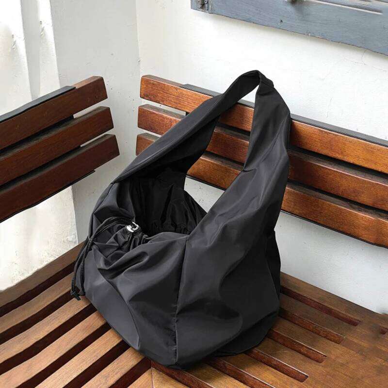 Casual Nylon Shoulder Female Large Capacity Crossbody Bag Black Solid Color Tote Travel Portable Handbag Cool Bags Z260224