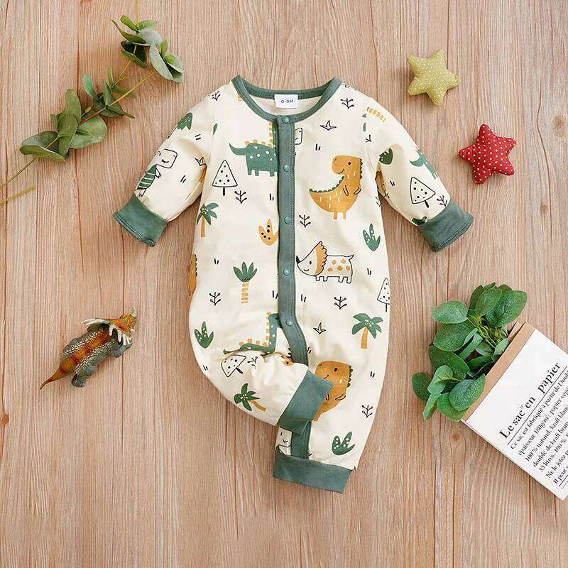 Newborn Baby Boys Infant Outfit Toddler Jumpsuit Costume Romper Onesie Long Sleeve Print Clothes Spring and Autumn Girls 26Y0224