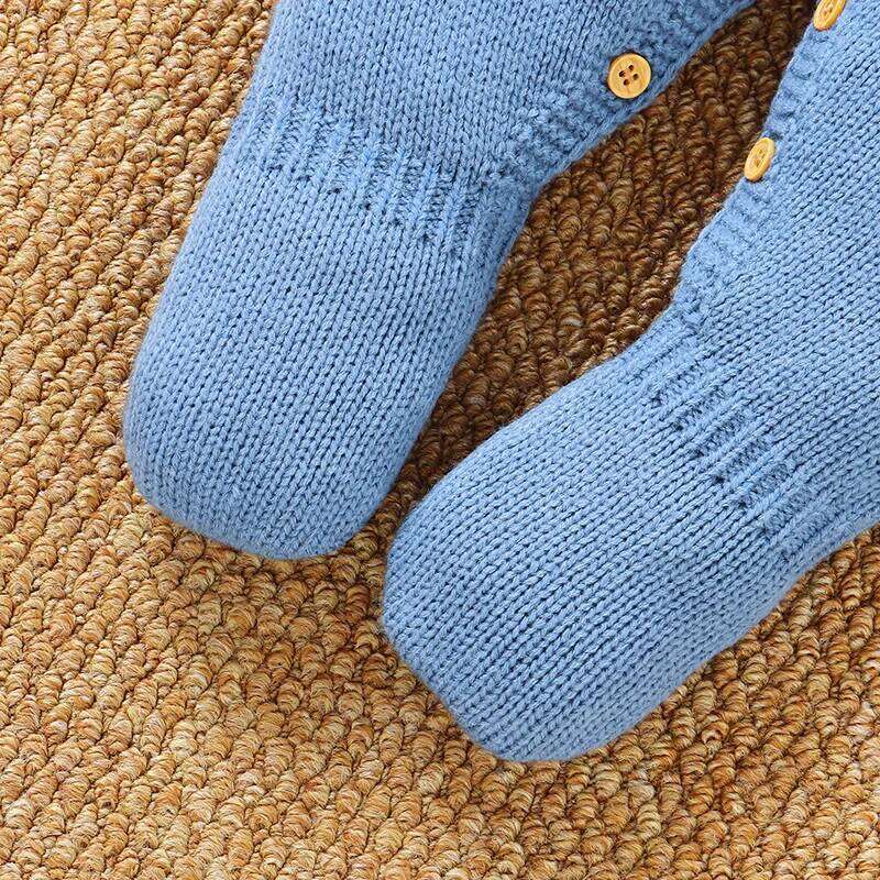 Blue Baby Rompers Knit Casual Crew Neck Full Sleeves Infant Boy Winter Jumpsuits Clothes Autumn Outwear Toddler Sweaters Outfits 26Y0224