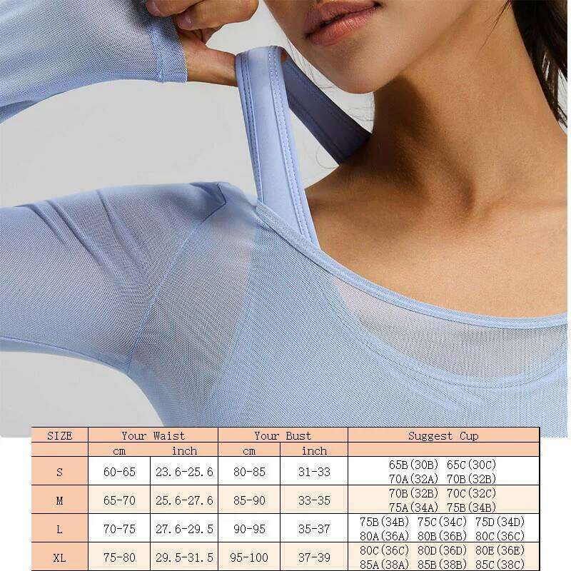 Aiithuug Long Sleeve Sheer Mesh Sexy Top Longsleeve Padded Camisole Workout Yoga Bra Crop Fitness Shirts Cropped 26Y0224