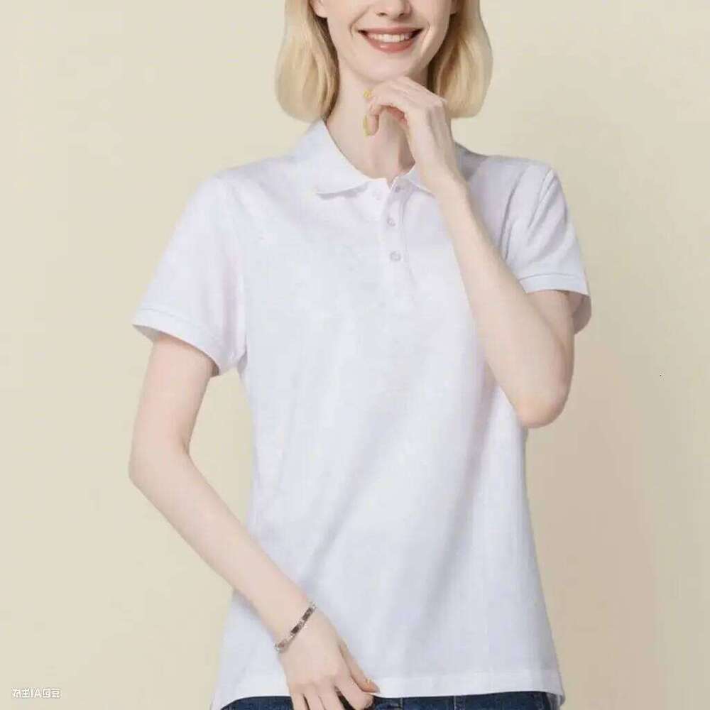 Women's basic solid color short-sleeved POLO shirts summer knitted tops daily casual models can be machine washed and dry cleane 26W0224