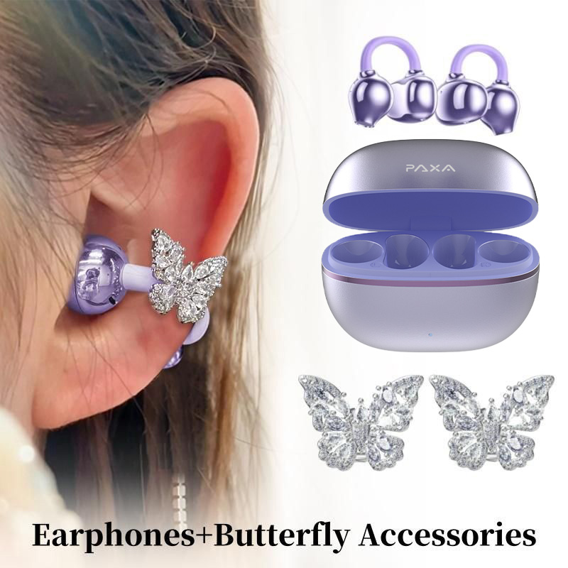 PAXA EarclipC7 Clip-on Design Wireless Earphones Comfortable Wearing & IPX5 Waterproof Sports Earbuds for Work Fitness