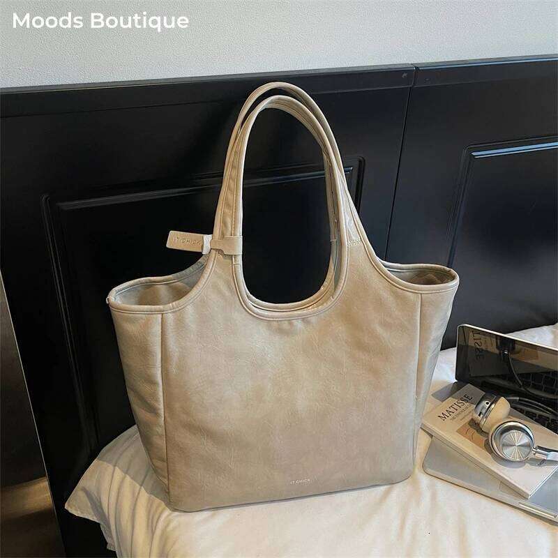 High Quality Big Tote Bags For Women Vintage Style Pure Color Shoulder Bag Large Capacity Shopper Totes Luxury Handbags Z260224